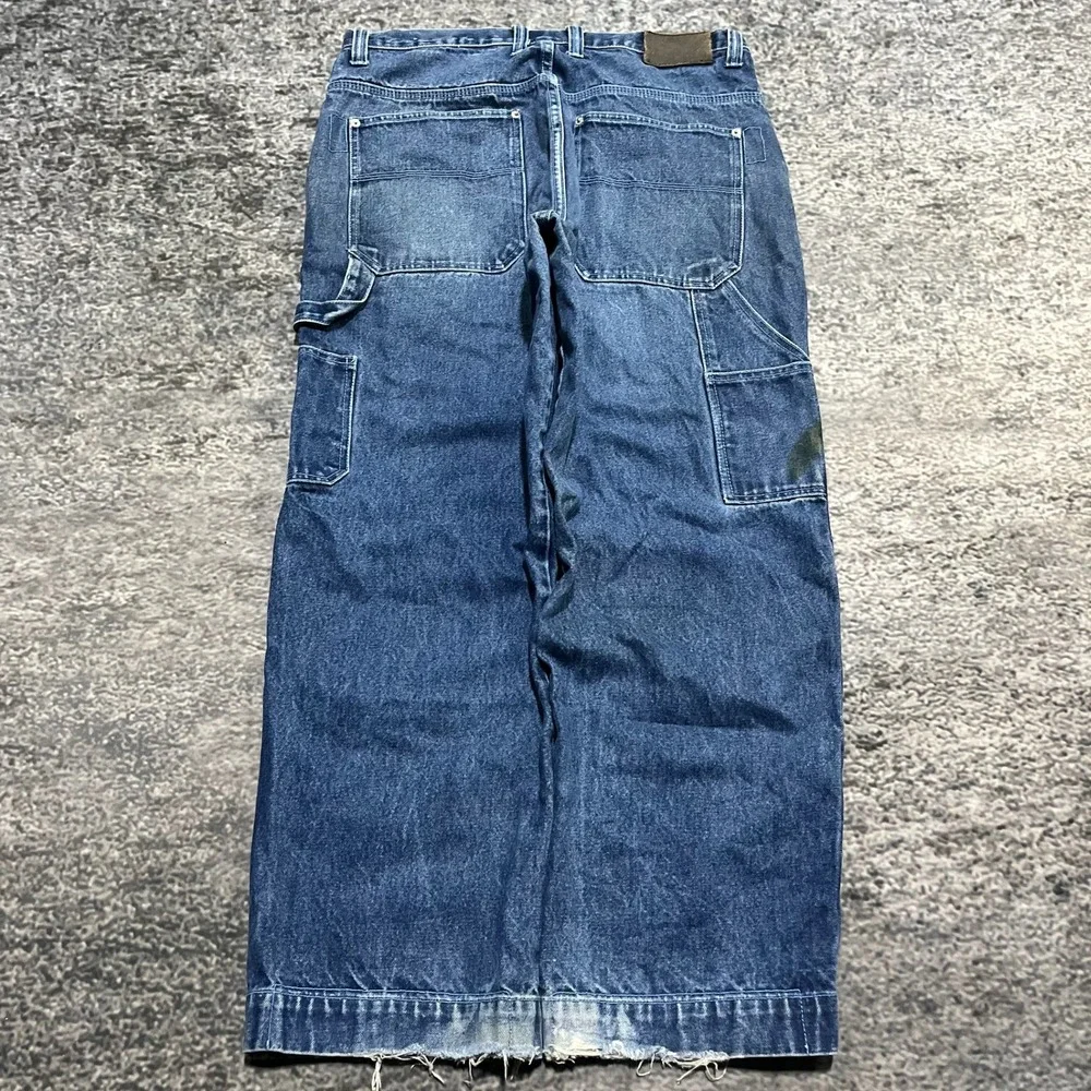 Koman Jeans Carpenter Baggy Wide Leg 34x30 Blue Distressed Skater Vintage Y2K‎